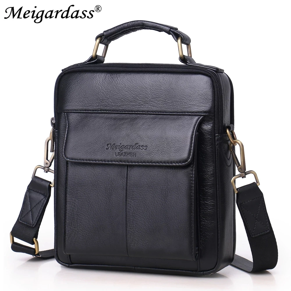 MEIGARDASS Genuine Leather Men\'s Bag Business Shoulder Crossbody Bags for man Casual Messenger Bag Male iPad Handbags Tote Purse