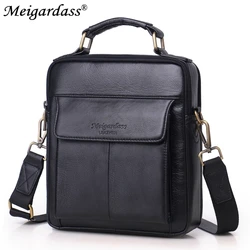 MEIGARDASS-Bolso de cuero genuino para hombre, bandolera de hombro, informal, para negocios, iPad