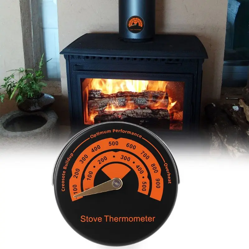 Magnetic Stove Thermometer Fireplace Fan Temperature Meter Thermometer with Sensitivity Probe Household Oven Barbecue Tool