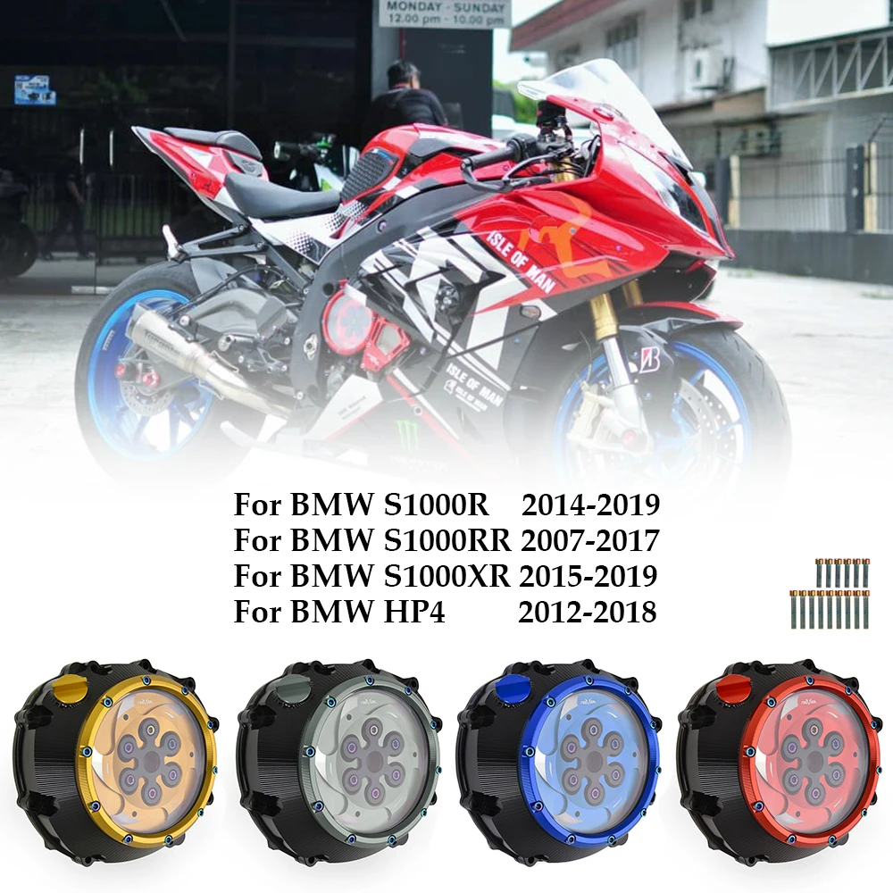 

Motorcycle Clear Clutch Cover& Spring Retainer R Engine Cover Frame slider For BMW S1000R S1000RR S1000XR 2012-2019