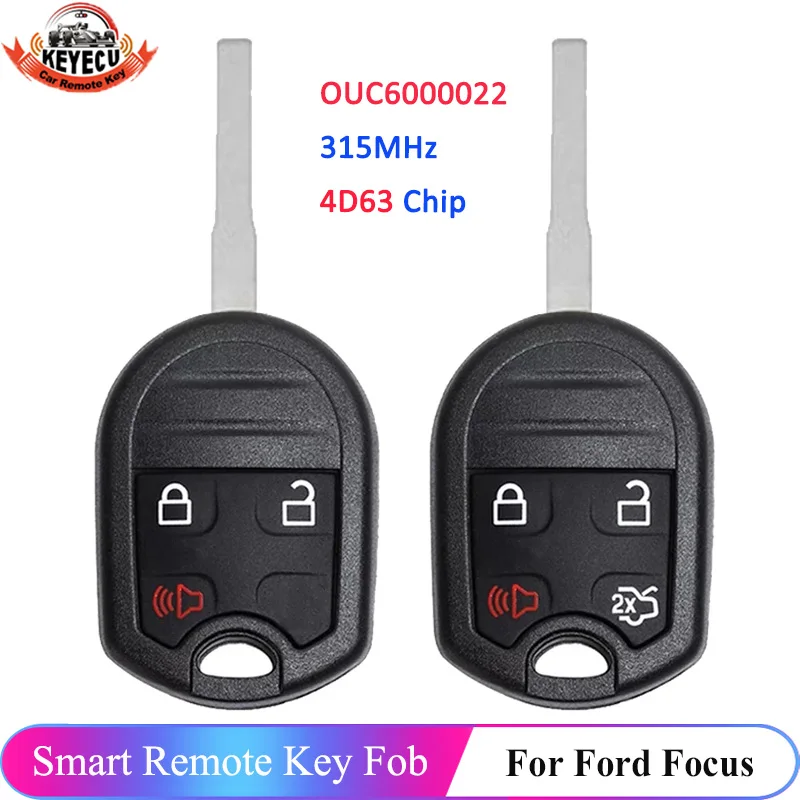 

KEYECU 3 / 4 Button OUC6000022 Remote Car Key 315MHz 4D63 Chip Fob For Ford Focus 2012 2013 2014 2015 2016 2017 2018 164-R8046