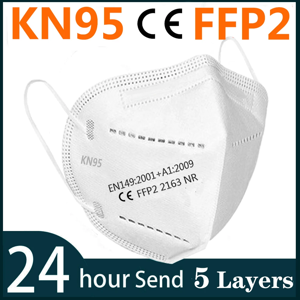 

Маска для лица FFP2 с фильтром KN95, 5-200 шт.