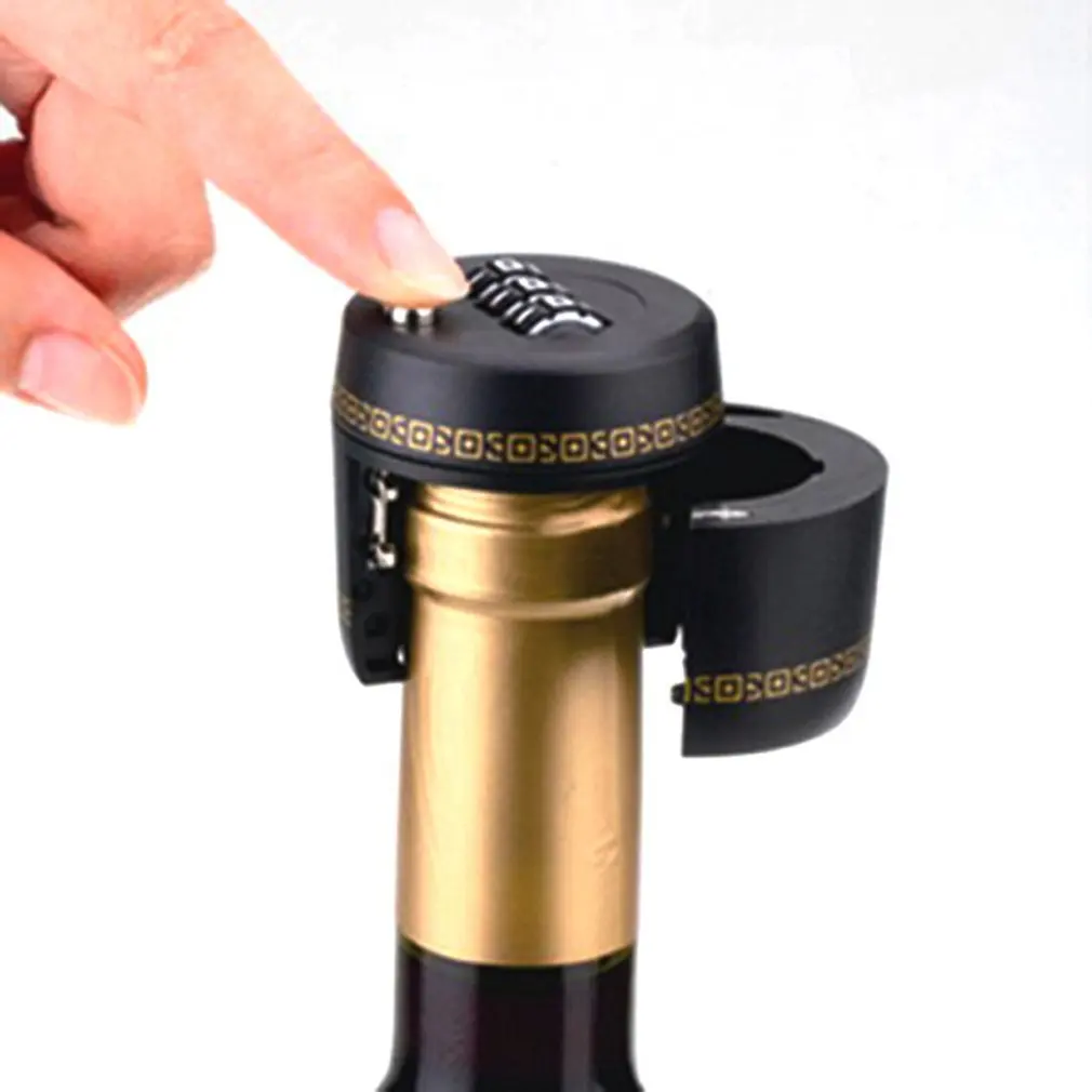 Garrafa de plástico senha bloqueio combinação garrafa de vinho bloqueio rolha de vinho vácuo plug dispositivo preservação para móveis ferragem