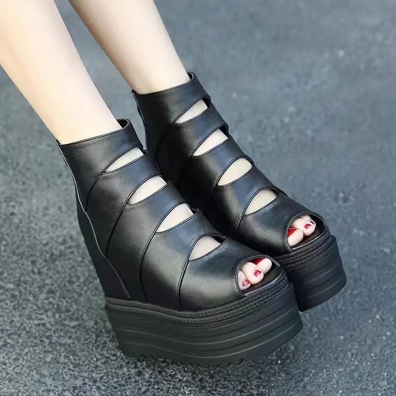 Roman High Heel Wedges Sandals 13cm Thick Sole Women Platform Wedge Heels Summer Shoes