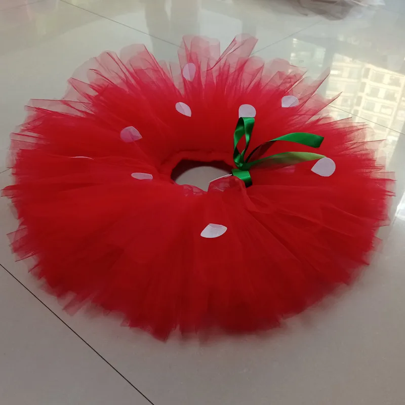 Girls Strawberry Tutu Halloween Costume Fluffy Baby Tutu Skirt For Birthday Party Christmas  Dance Children Outfit 1-14 Years