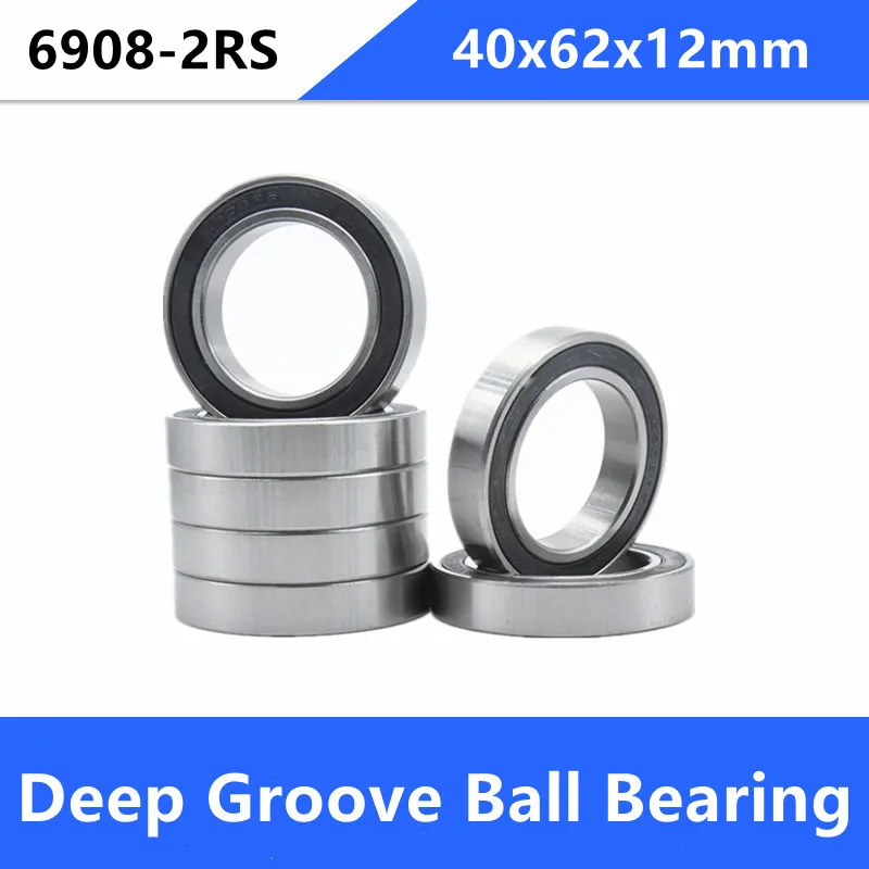 20pcs/lot 6908-2RS 6908 6908RS 61908-2RS rubber sealed deep groove ball bearings 40x62x12mm