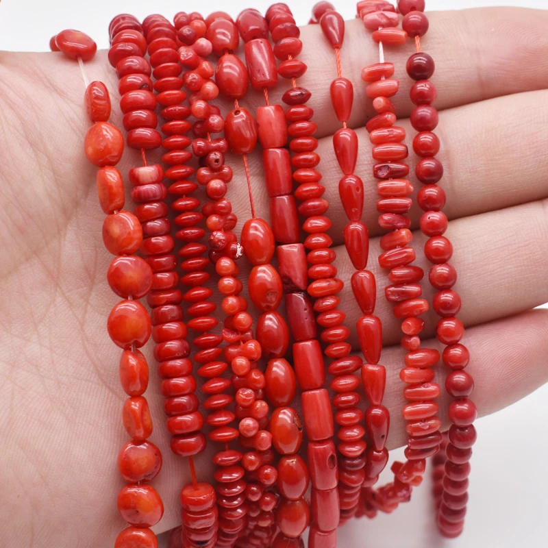 Natural Stone Bead Irregular Round Shape Red Coral Beads jewelry Spacer Beads Strand 15\