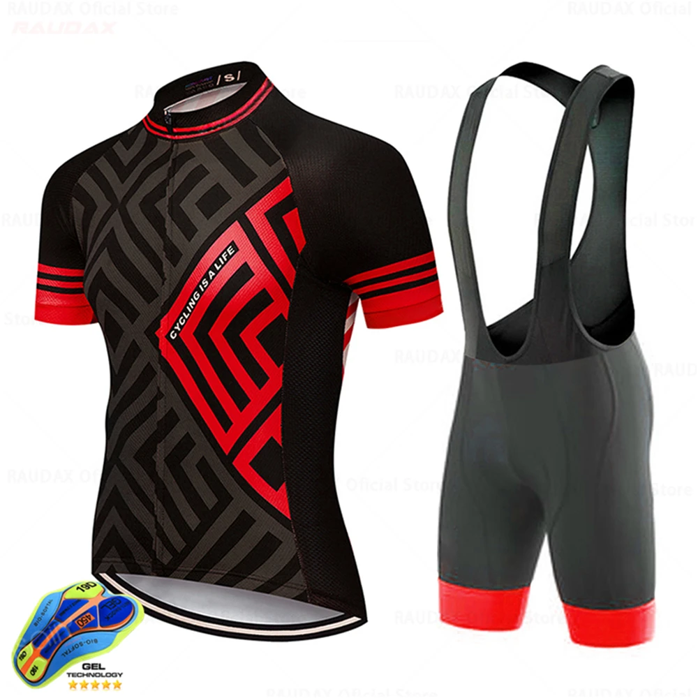 2024 Team Raudax Cycling Jersey Set Ropa Ciclismo Hombre Short Sleeve Cycling Set Mtb Bike Uniforme Maillot Ciclismo