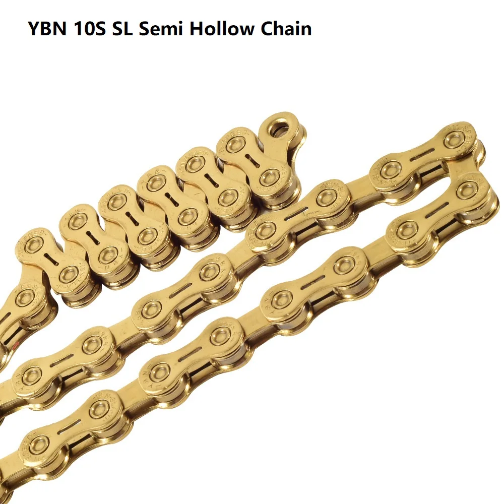 YBN X10SL MTB Road 10 Speed Bike Chain 10S 20S 30S SLR Bicycle Chain Hollow Golden Gold Chain for Shimano SRAM 116L/chain bike