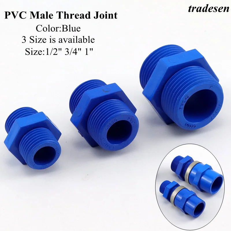 

1/2"-1" PVC Male Thread Nipple Pipe Connector Aquarium Fish Tank Water Supply Tube Fittings Garden Irrigation Pipeline Coupling