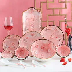 Japanese tableware Xuemei underglaze ceramic tableware bowls and dishes set restaurant household net red tableware