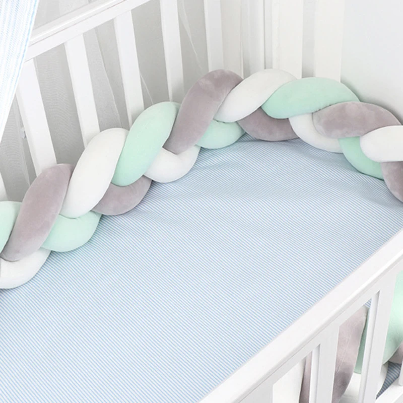 Baby Bumper Bed Braid Knot Pillow Cushion Bumper for Infant Bebe Crib Protector Cot Bumper Baby Stroller Bumper Room Decoration