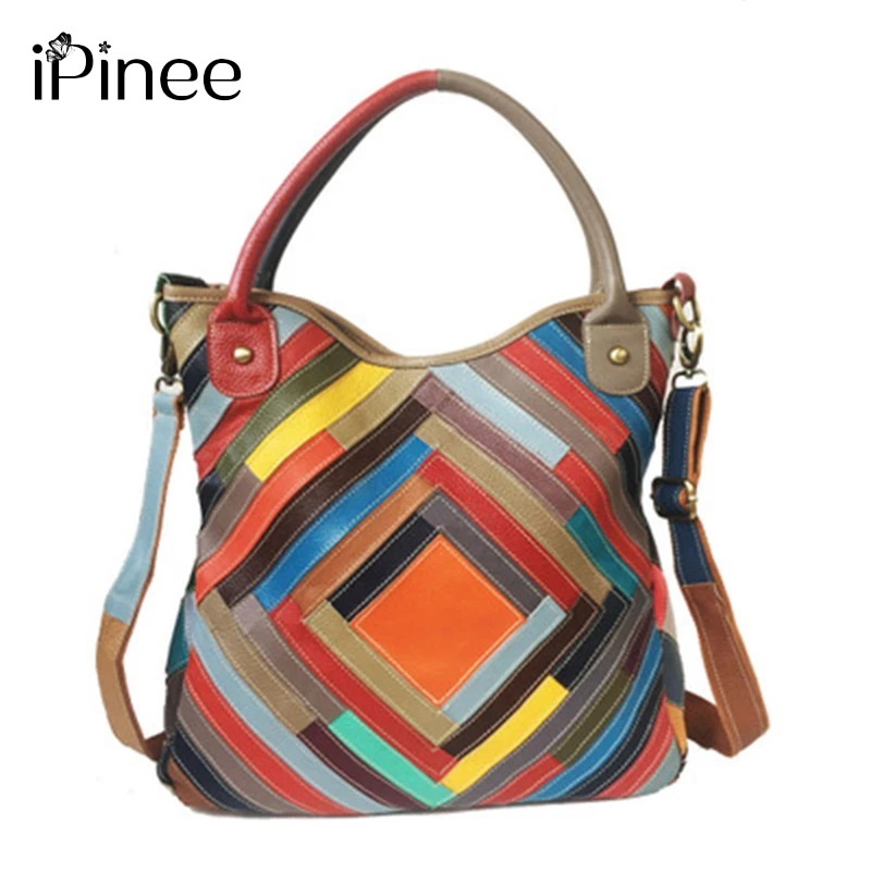 

iPinee модная женская большая сумка на плечо, дорожные сумки, красочная сумка из коровьей кожи, женские роскошные сумки, женские сумки, дизайн для женщин