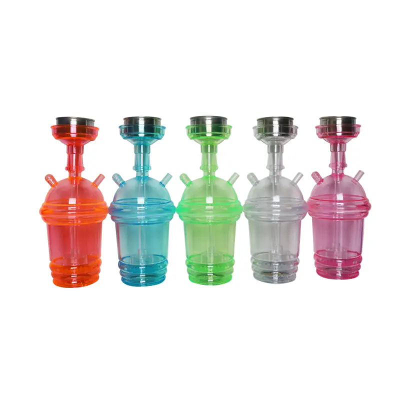 SY 1set Acrylic LED Light Hookah Cup Set Shisha Pipe with Sheesha Hose Stainless Steel Bowl Charcoal Holder Chicha Narguile