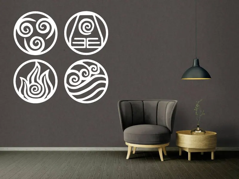 Four Elements Wall Sticker Floor Fire Water Vapor Sign Living Room Home Decor Vinyl Kids Boyfriend Gift Decal Movie Anime Symbol