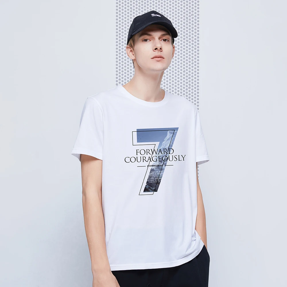 Pioneer Camp New Fashion t shirt Men Number 7 Printed Cotton Causal Black Blue Yellow Men\'s Summer T-shirts ADT0207181H