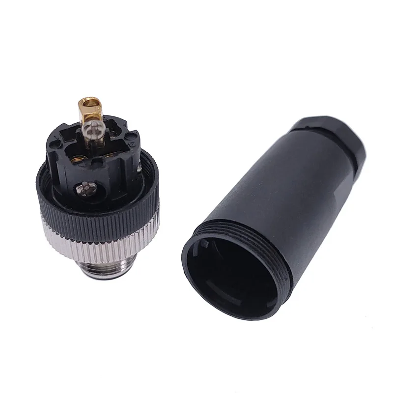 1Pc M12 Sensor connector waterproof straight angle male female screw threaded plug coupling 3 4 5 8 Pin