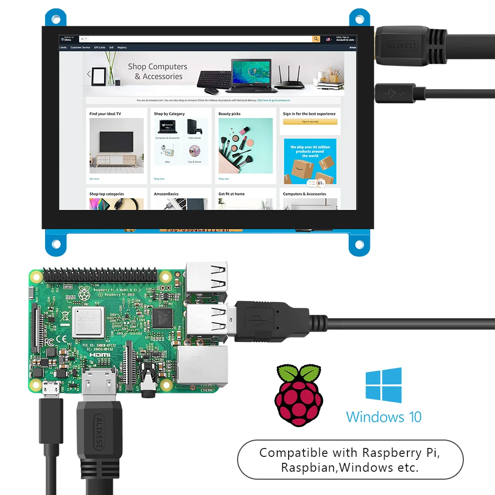 5inch AIDA64 LCD Display Capacitive Touch HDMI Module 800 x 480 for Raspberry Pi 3 Pi4 PC monitor 3D Printer orange pi screen