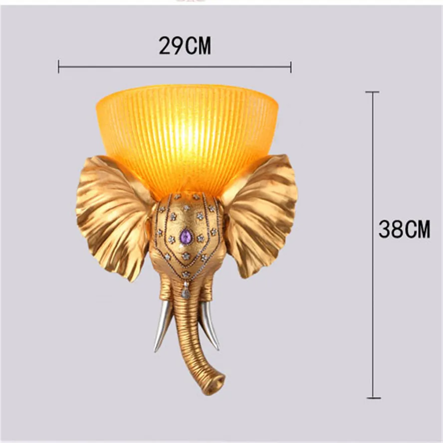 American country retro wall lamp living room TV background decoration Resin Elephant led lighting fixtures Southeast Asia deco