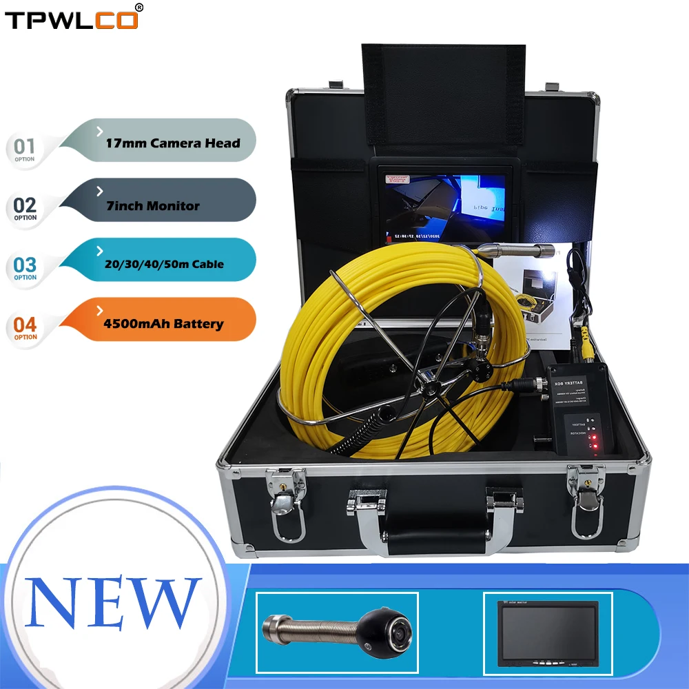 

Эндоскоп с 7-дюймовым ЖК-монитором, система осмотра канализации, 8 ГБ, SD-карта, видеорегистратор, кабель 20-50 м, Водонепроницаемая видеокамера для трубопроводов 17 мм