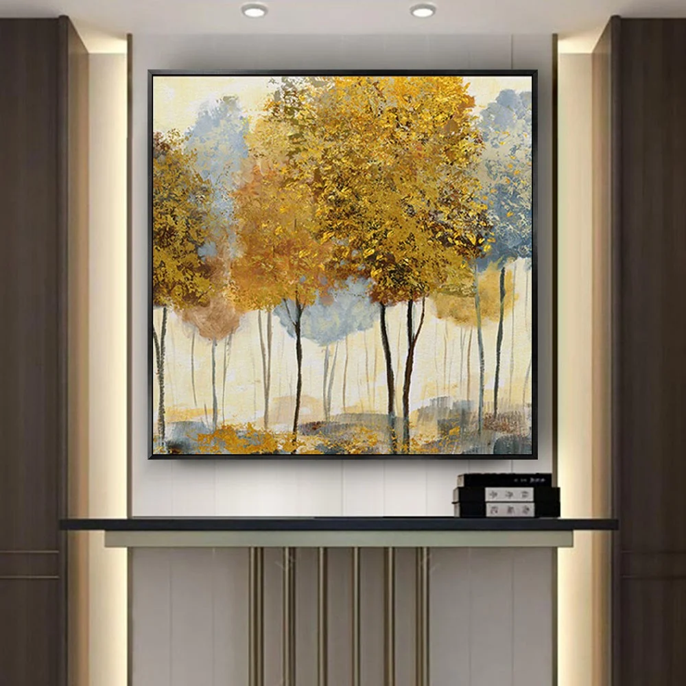 

100% Handpainted Brown woods landscape decorative Oil Painting On Canvas gold Abstract Decorative Picture For Living Room decor