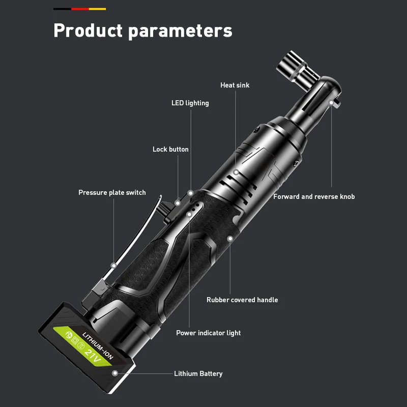 Imagem -05 - Recarregável Cordless Chave Elétrica Ratchet Wrench Angle Drill Chave de Fenda para Remoção Parafuso Porca Ferramenta de Reparo do Carro 85nm 21v