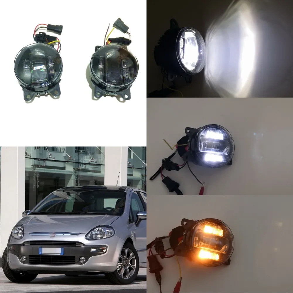 

6000k 3000LM LED Fog Lamp Case for Fiat Punto Evo Hatchback & Van 2010-2012, 20W Lens Fog Lamp + 6W DRL+ 4W Yellow Turn Signals