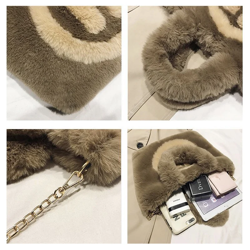Soft Fluffy Bags For Women 2021 Plush Tote Bag Chains Women Bag Luxury Handbag Comfortable Shoulder Bags Roman Vacation Bags