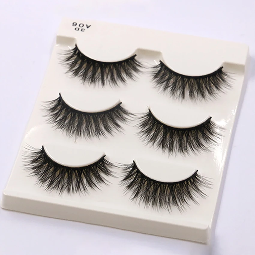 1ชุด6 In 1 3D ธรรมชาติขนตาปลอม Crisscross ขนตาปลอม Extension แต่งหน้าผ้าฝ้ายสีดำขนตาปลอมขนตาปลอม