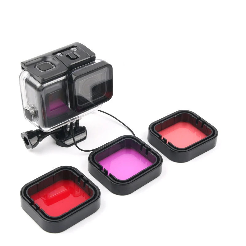 3-Pack filtr do nurkowania pod wodą czerwony Magenta do nurkowania kolorowe filtry do GoPro HERO 5 6 7 czarny garnitur obudowa futerał na obiektyw