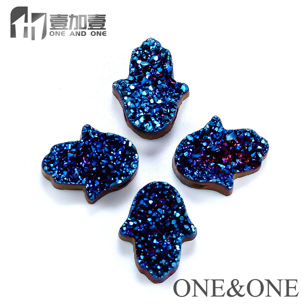 EYIKA Hollow Hamsa/Palm 11x13mm Drilling Drusy Beads Natural DIY Opal Druzy Stone For Necklace Bracelet Jewelry Making Supplies