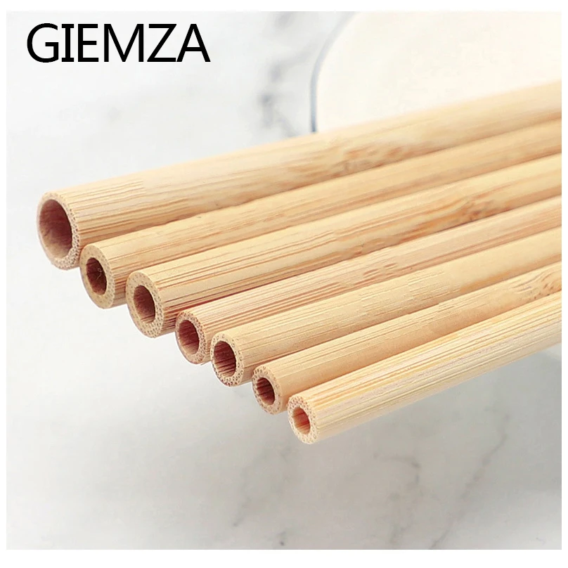 GIEMZA 2pcs Natural Bamboo Straw Non-disposable Straws for Drinking Suits EP Can Be Reused Long  Wooden Straw Useful Accessories