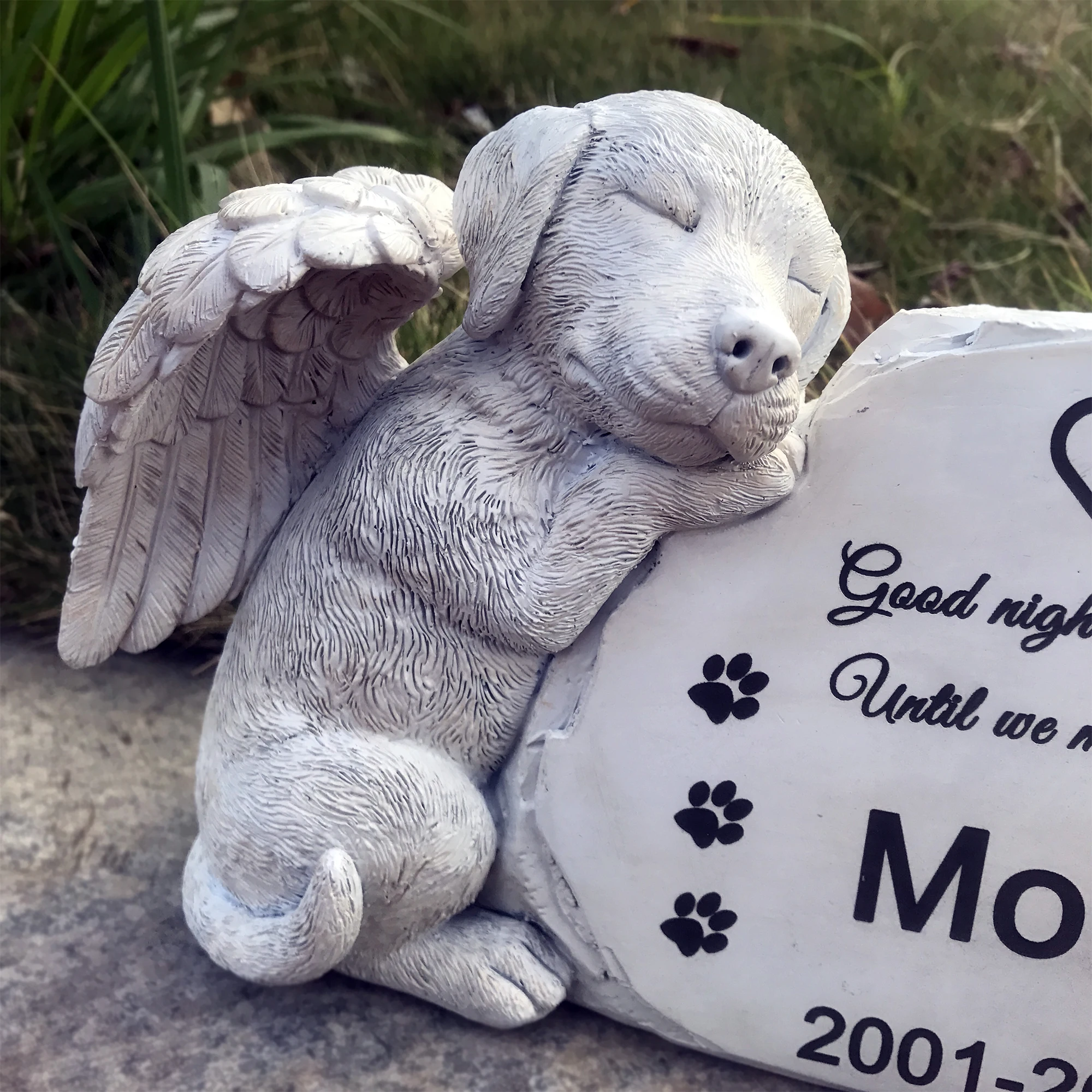 Imagem -02 - Personalizado Cão Anjo Animal de Estimação Memorial Grave Marcador Homenagem Estátua-pet Lápide Memorial Jardim Pedras