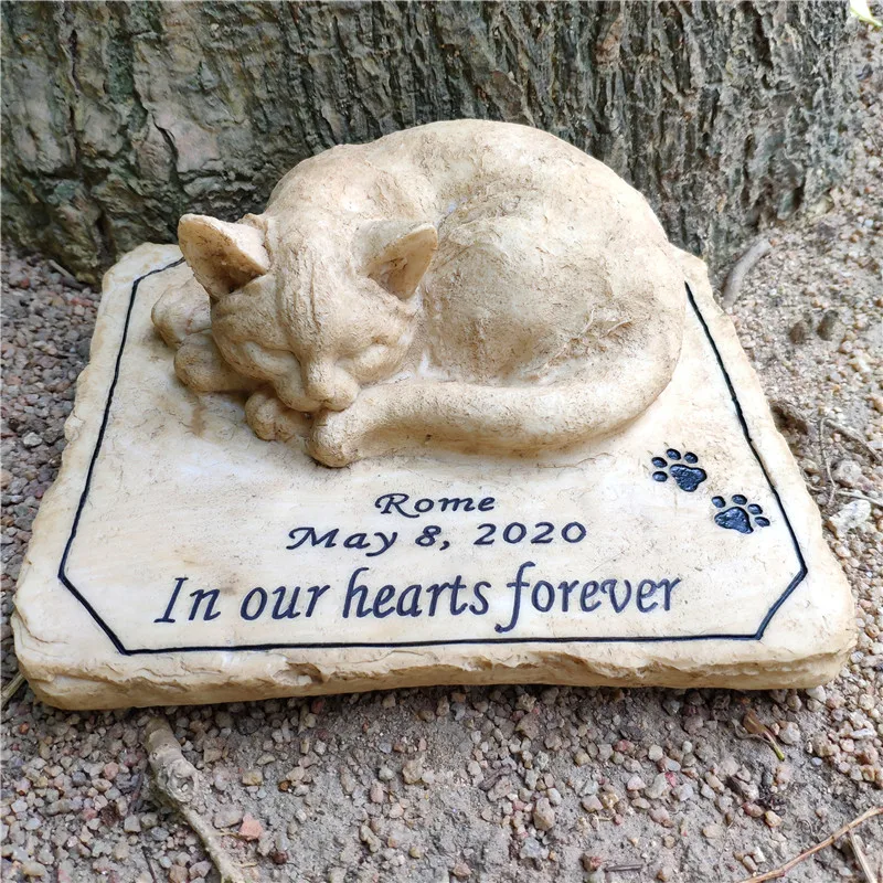 Perfect Cat Memorial Stone  with A 3D Cat On The Top  Sympathy Cat Loss Gifts  For  Outdoors  Indoors  Garden Resin Stones