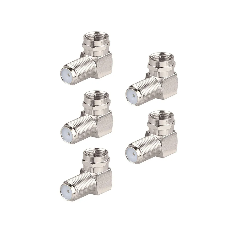 Eightwood 5PCS F Type Male to Female Right Angle Adapter for Vedio Audio Television TV Dish Radio Antenna Coax Cable Connector