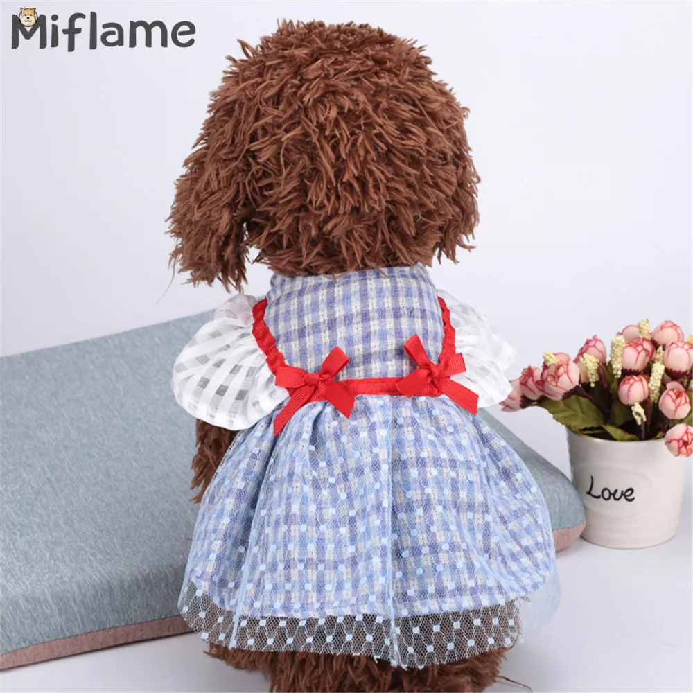 

Miflame Princess Dress For Small Dogs Summer Dog Clothes Pomeranian Dresses Elegant Puppy Fancy Dress Bowties Pet Vest Shirts