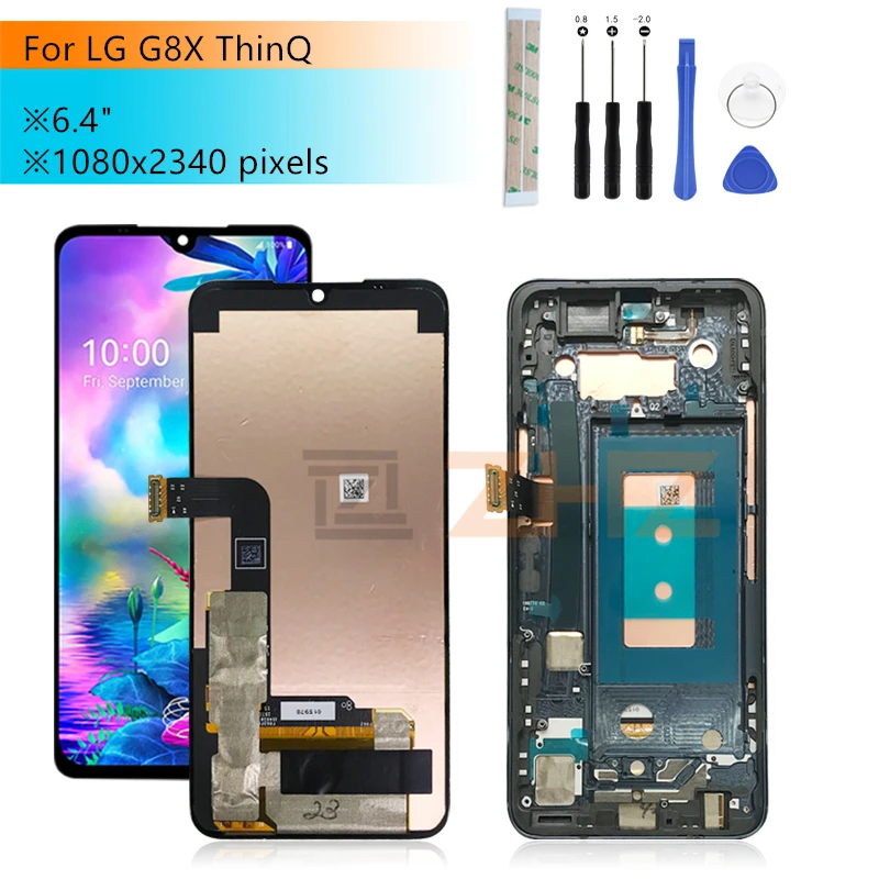 

For LG G8X ThinQ LCD Display Touch Screen Digitizer Assembly +Frame Display Replacement For LG G8X LCD Display LLMG850EMW 6.4''