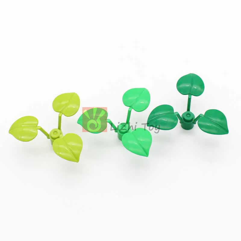 

MOC Compatible 6255 Plant Flower Stem 1x1x2/3 with 3 Large Leaves Peach Leaf Grass Enlighten Building Block Bricks Particles Toy