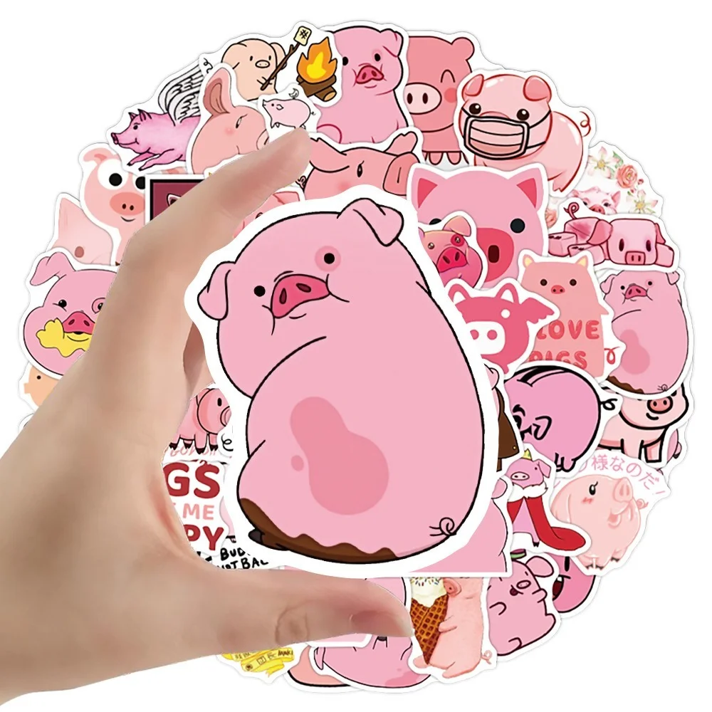 10/50pcs Creative Kawaii Self-made Pink Toot Pig Stickers Beautiful Little Pig Sticker Decorative Sticker DIY Craft Photo Albums