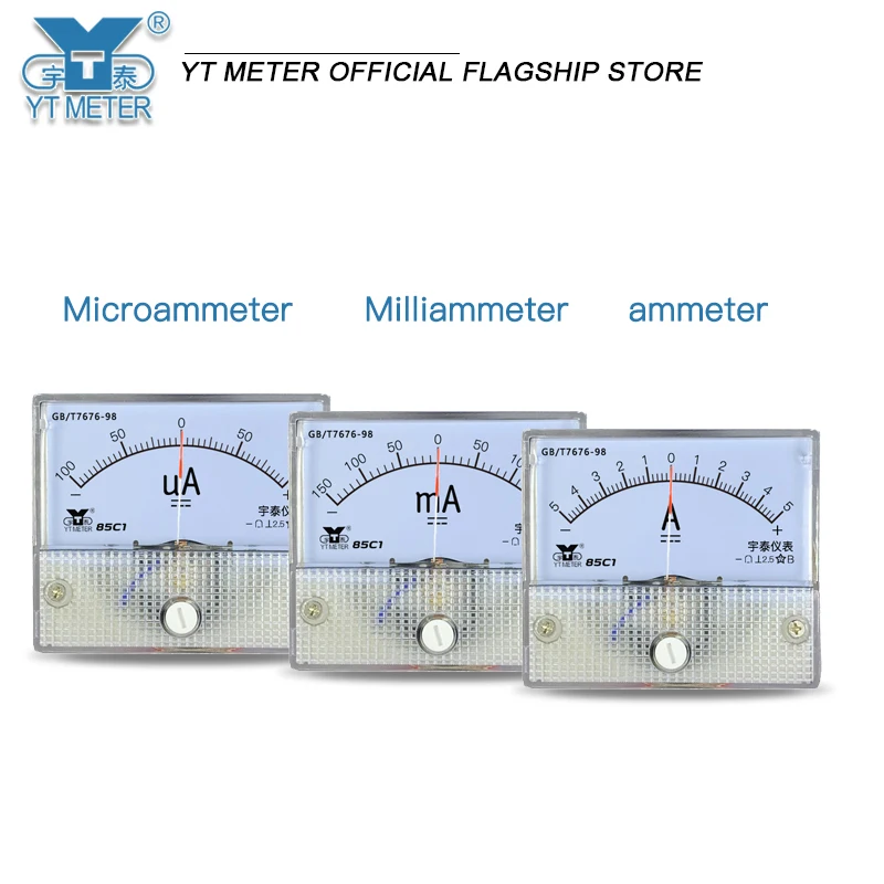 85c1 positive and negative ammeter DC milliammeter microammeter ± 25ua 50ua 100ua 200mA 300mA 5A 10A bidirectional ammeter