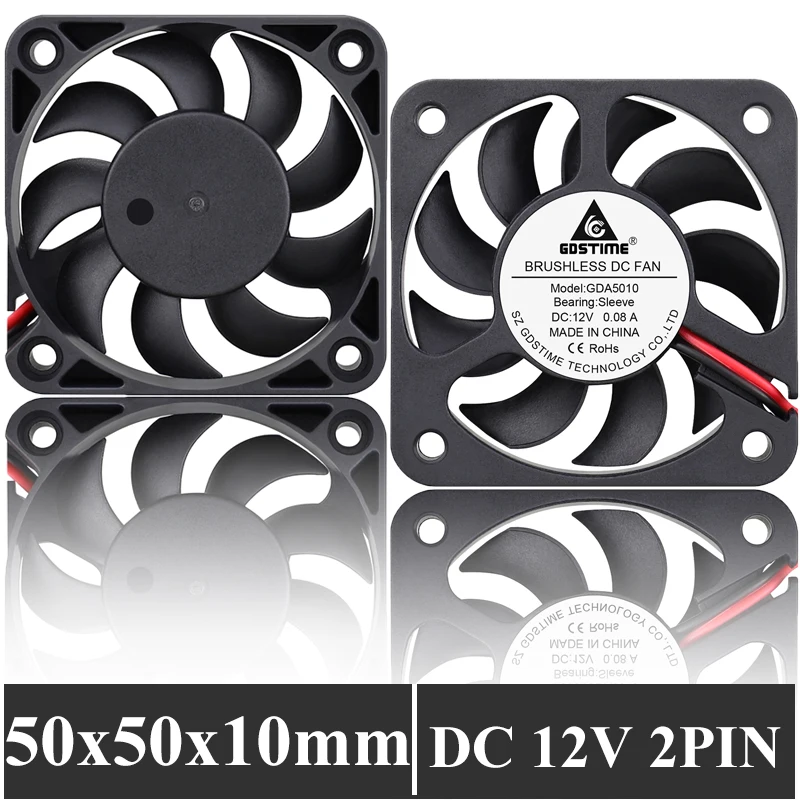 

3pcs/lot Gdstime 50mm x 50mm x 10mm 5010 DC 12V Silent Quiet DC Brushless Cooling Fan for 3D Printer Computer Case Fan 5cm