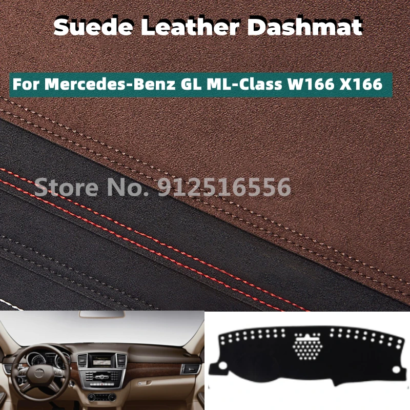 Car Accessories Suede Leather Dashmat  Dashboard Covers For Mercedes-Benz GL ML-Class W166 X166 250 300 350 400 450 500 AMG