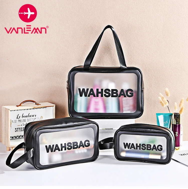 

S/M/L Ladies Large Capacity Cosmetic Bag PVC Travel Makeup Storage Bag Female WashBag Frosted Waterproof Cosmetic Bag Convenient