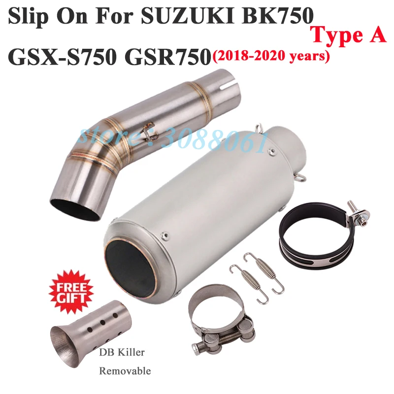 Slip On For SUZUKI GSX-S750 GSX S750 GSX-S 750 BK750 GSR750 Motorcycle Exhaust Silencer Modify Mid Link Pipe Muffler DB Killer