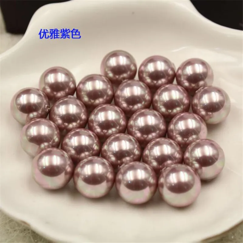 Real shell 4/6/8/10/12mm Natural Pearls White Purple Shell Round Loose Beads For Jewellery Making Diy Bracelet Necklace 15\