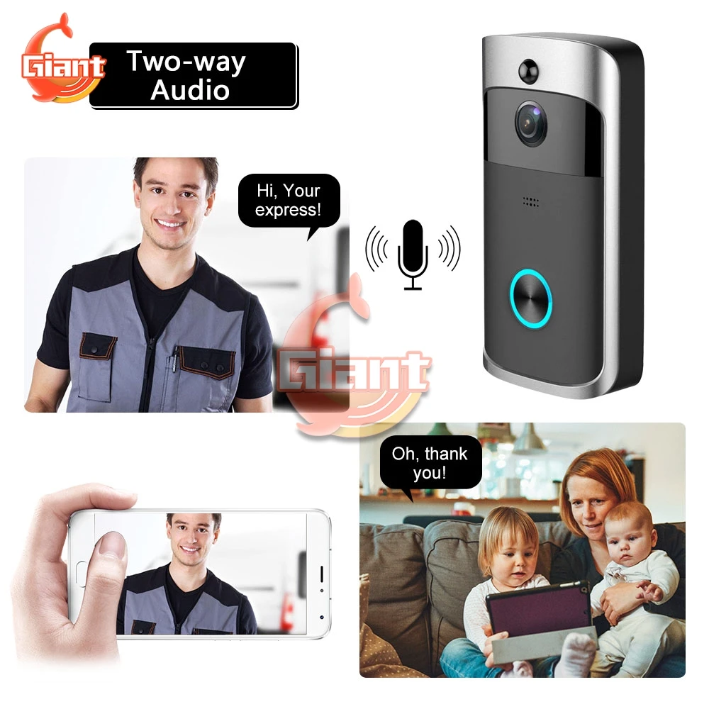 Waterproof Wireless Doorbell Remote Control Smart House Doorbell Wireless Call for Android iOS APP 18650 Battery Night Vision