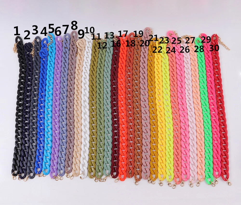 Vintage Acrylic Link Chains Necklaces For Women Men Colorful Plastic Chain Long Choker Necklace Pendants Women Punk Jewelry Gift