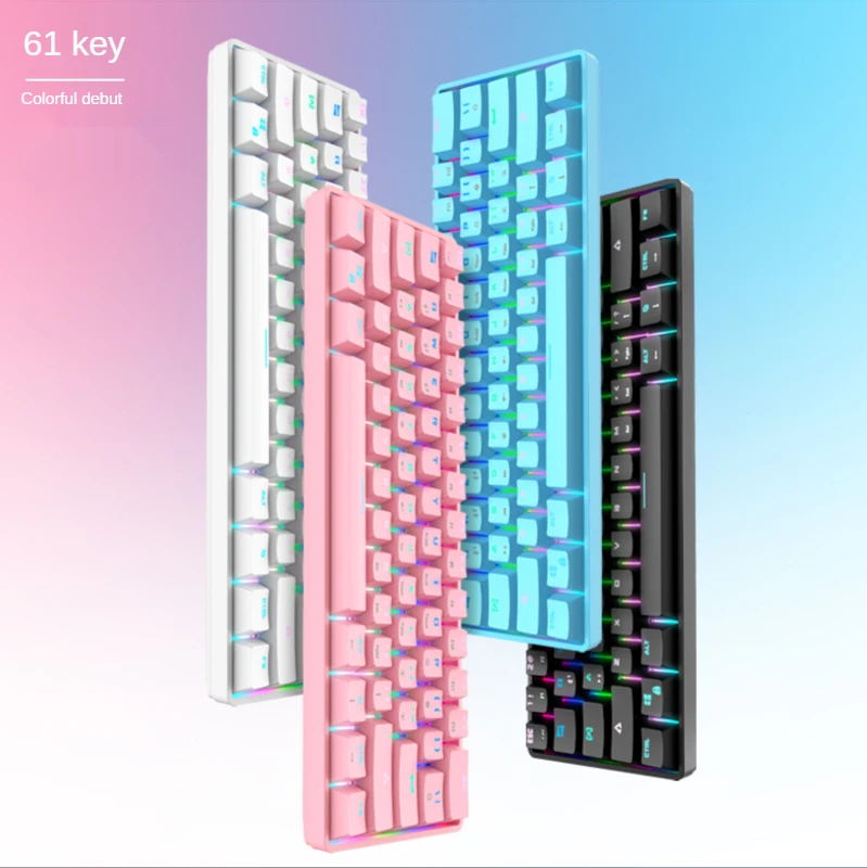 

61 Keys Gaming Mechanical Keyboard Bluetooth Wireless Type-c USB Wired RGB Gamer Keyboard For Desktop Tablet Laptop Phone