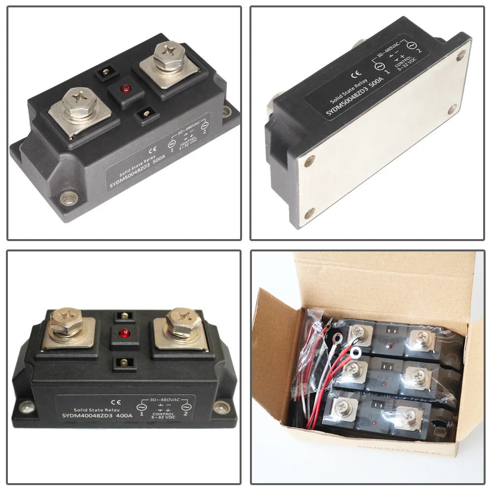 Industrial relay switch module 400A 500A DC/AC AC/AC 480V SSR Dielectric strength 4000V single phase solid state relay