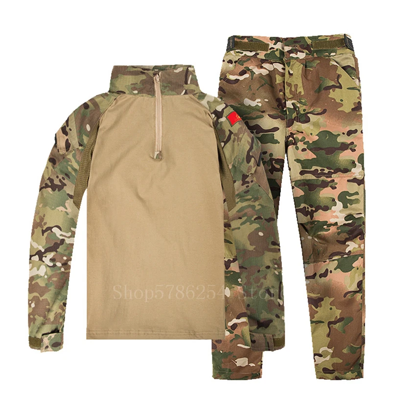 Uniforme de la Segunda Guerra Mundial para niños y adolescentes, chaqueta táctica de combate, pantalones, Camuflaje, CP, Estampado de jungla, 2 piezas, ropa especial